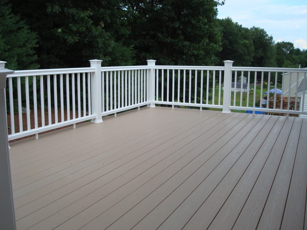 Central MA Deck Installation - TimberTech AZEK Composite White Railing - Solid State Construction