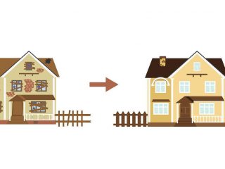 house illustrated before and after remodel