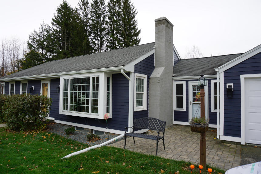 One-Story North Reading Home With Blue James Hardie Siding And White Windows