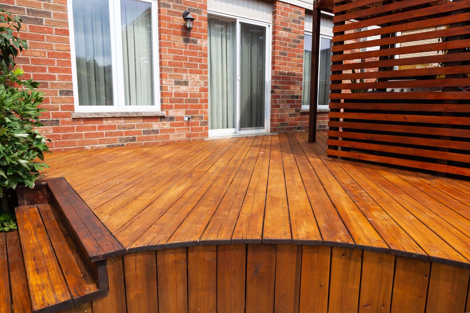 Wooden Deck In A Backyard